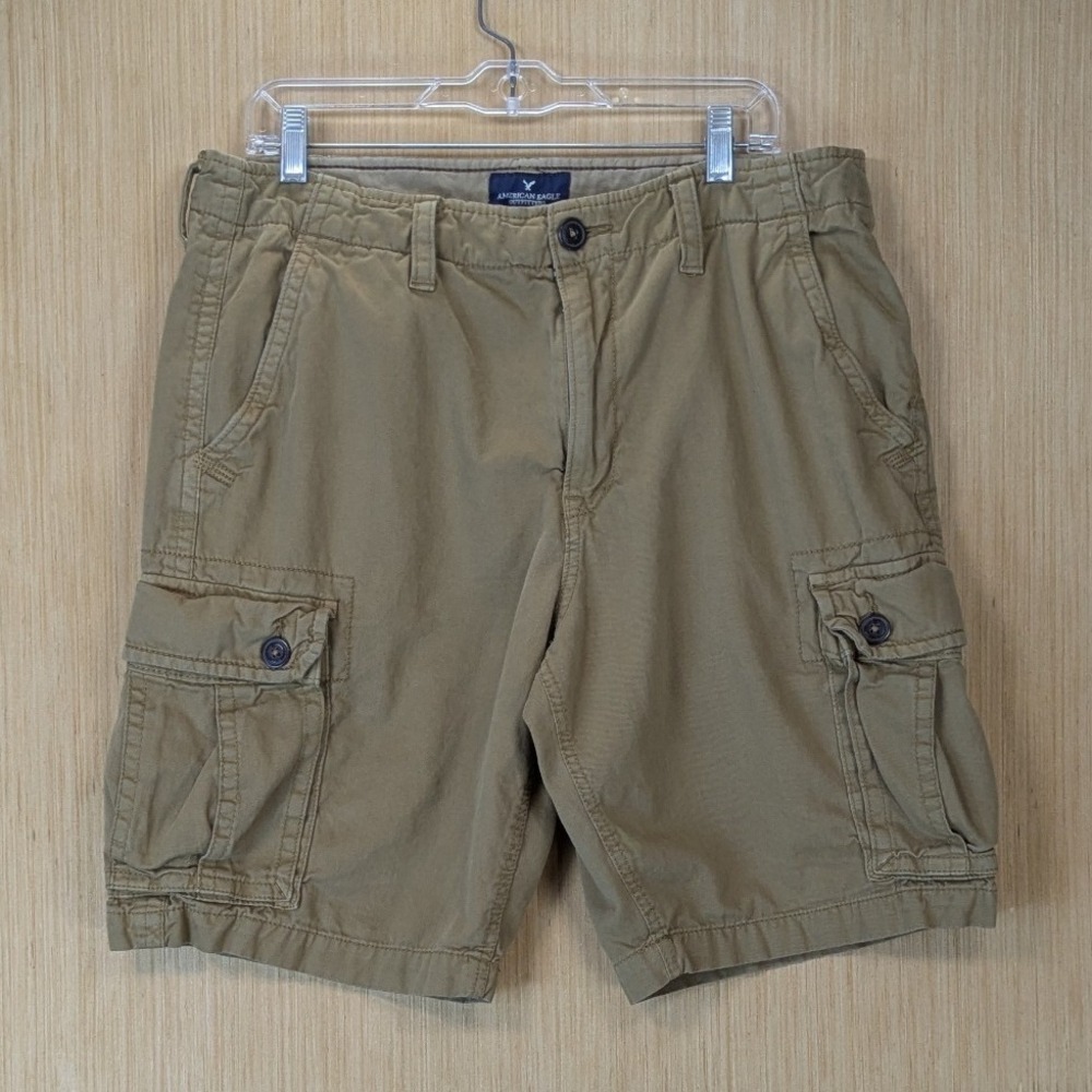 American Eagle Mens Classic Cargo Shorts Khaki Tan Cotton Size 36 Utility